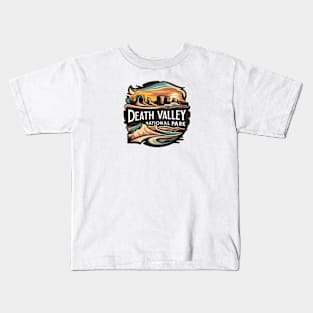 Death Valley National Park Magical Sunset Emblem Kids T-Shirt